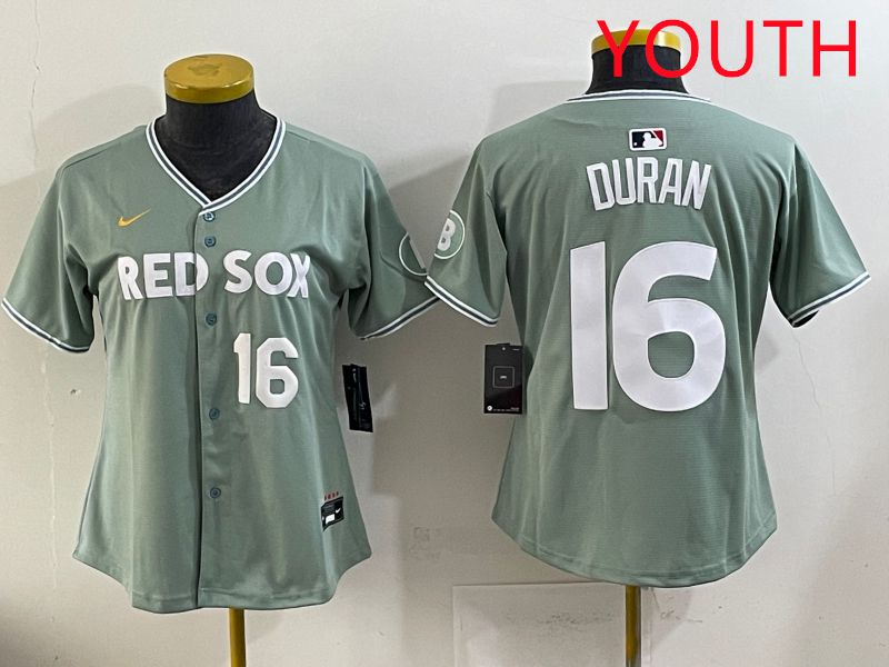 Youth 2025 Boston Red Sox #16 Duran Light Green Joint Name Nike MLB Jersey style 2